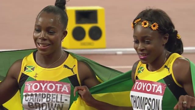 Elaine Thompson won the Silver and Veronica Campbell-Brown