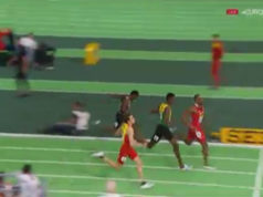 Jamaica's Fitzroy DUNKLEY 2nd Men's 400m at the World Indoor Championships