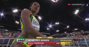 Elaine Thomspon Wins 60m Heat in 7.09 World Indoor Championship