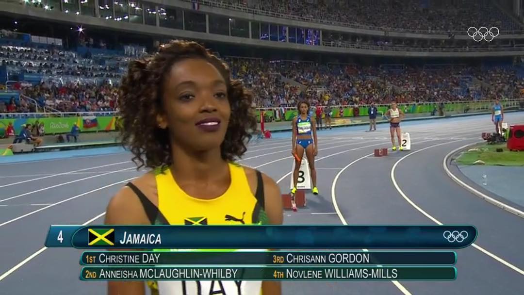 Jamaica wins Women's 4 x 400m Heat at Rio Olympics