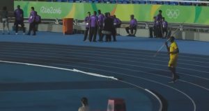 Usain Bolt Throws Javelin at Rio Olympic Stadium