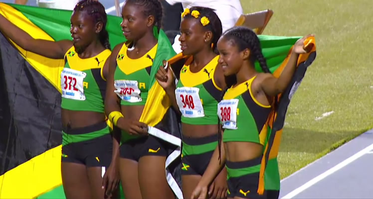 Jamaica win Girls' 4 x100m Relay U-18 Gold at 2017 Carifta Games