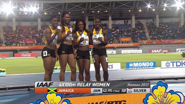 Jamaica Wins Silver in Women’s 4x100m World Relays