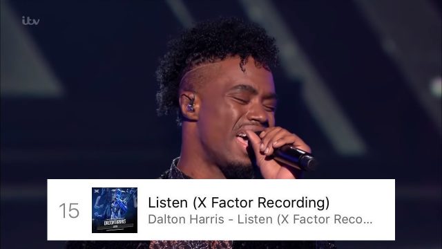 Dalton Harris is the only X Factor Uk Artiste on the Uk iTunes 100 chart, sits at 15