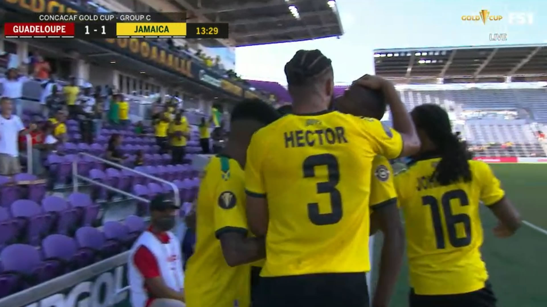 Jamaica scores equalizer 1-1 against Guadeloupe in Gold Cup