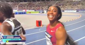 Shelly-Ann Fraser-Pryce equals her own World Lead & New Meet Record of 10.67s (0.5) to win the women's 100m at the Paris Diamond League