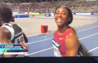 Shelly-Ann Fraser-Pryce equals her own World Lead & New Meet Record of 10.67s (0.5) to win the women's 100m at the Paris Diamond League