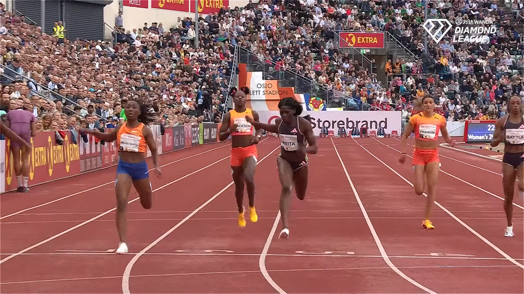 Watch Shericka Jackson finish 5th in 200m at Oslo Diamond League 2024